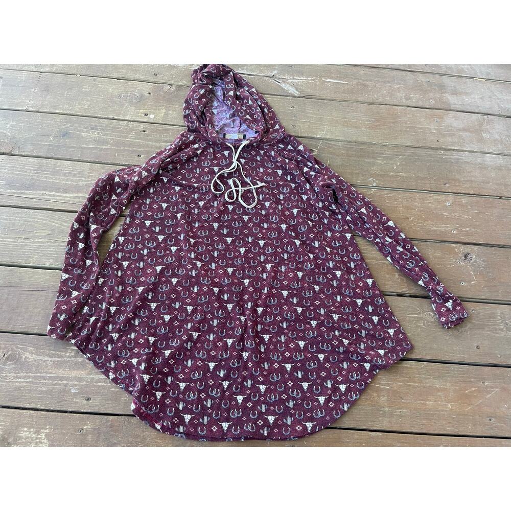 Lucky and Blessed womens large western AOP hoodie